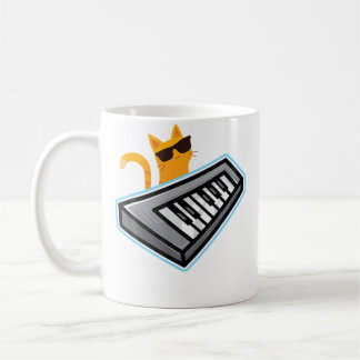 Katzenklavier Süße Katze spielt Musik-Tastatur Kaffeetasse
