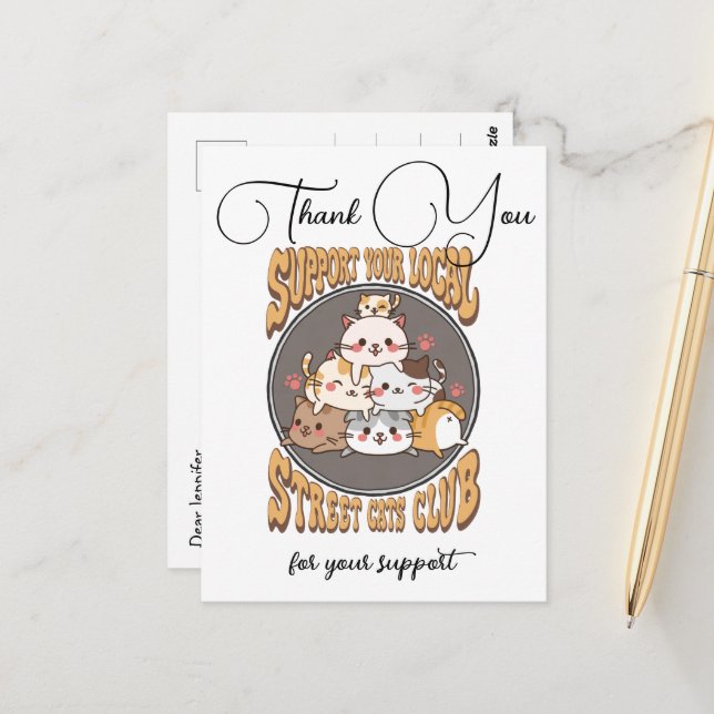 Katzenklub Postkarte (Vorderseite/Rückseite Beispiel)