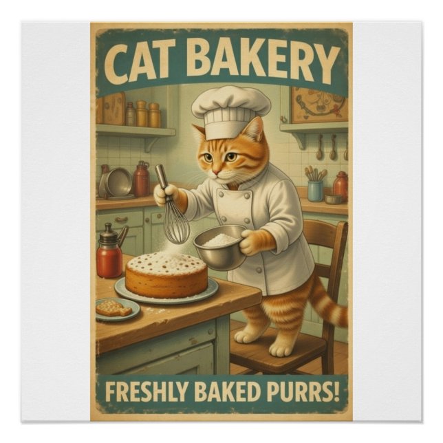 Katzenkochposter Wandkunst Poster (Vorderseite)