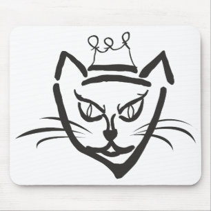 Katzenkönig-Illustration, Schwarz Mousepad