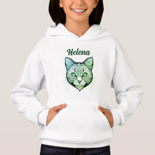 Katzenkopf Farbverlauf türkise-grün Hoodie