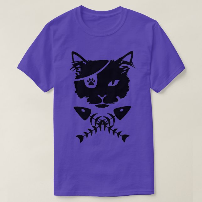 Katzenkopf mit Fischknochen T-Shirt (Design vorne)