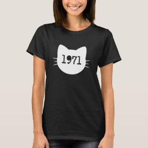 Katzenkopf-Silhouette 1971 Lustig Retro T-Shirt