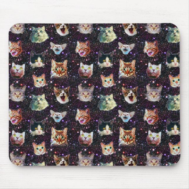 Katzenköpfe im Weltraum Funny Galaxy Muster Mousepad (Vorne)