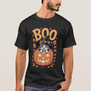 Katzenkostüm auf Kürbis Halloween-Katze T-Shirt