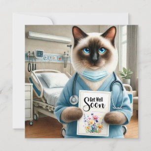 Katzenkrankenschwester mit Blumen und Gute-Besseru