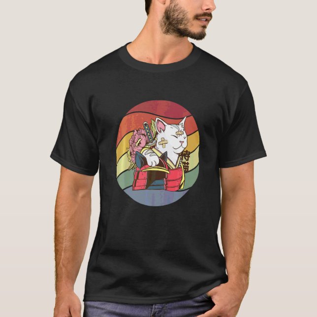 Katzenkrieger Samurai T-Shirt (Vorderseite)