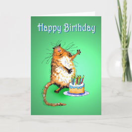 Katzenkuchen und Birthday-Kerzen, Spaß, Karte