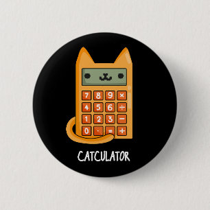 Katzenkulator Funny Kitty Cat Calculator Pun Dark  Button