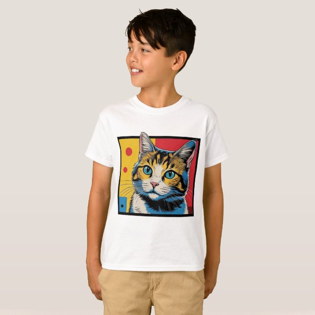 Katzenkunst-Design #1 T-Shirt (Vorne ganz)