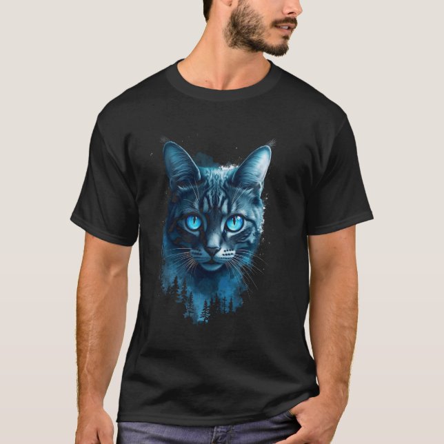 Katzenkunst, Nachtlandschaft T-Shirt (Vorderseite)