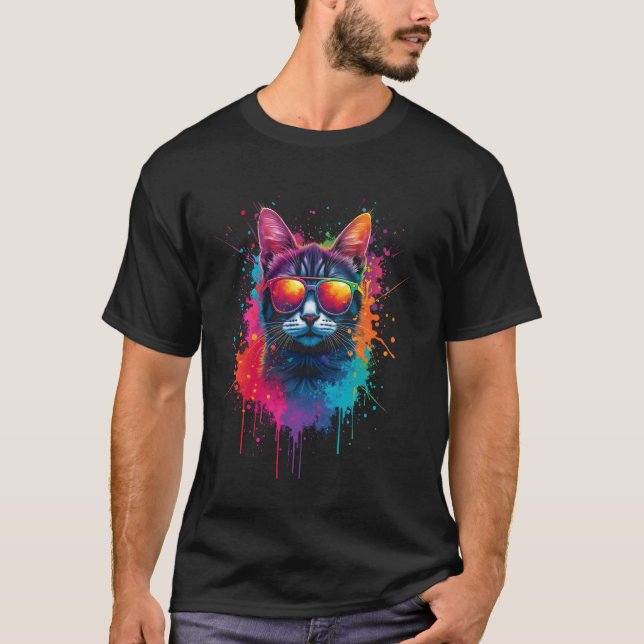 Katzenkunst, Sonnenbrille T-Shirt (Vorderseite)