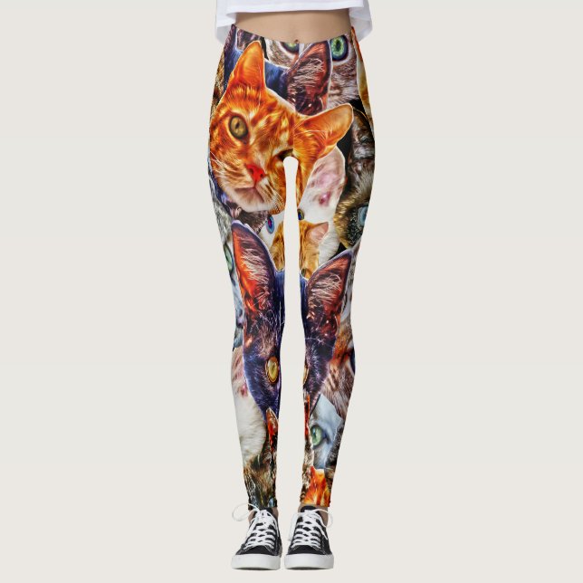 Katzenkunstmuster Leggings (Vorderseite)