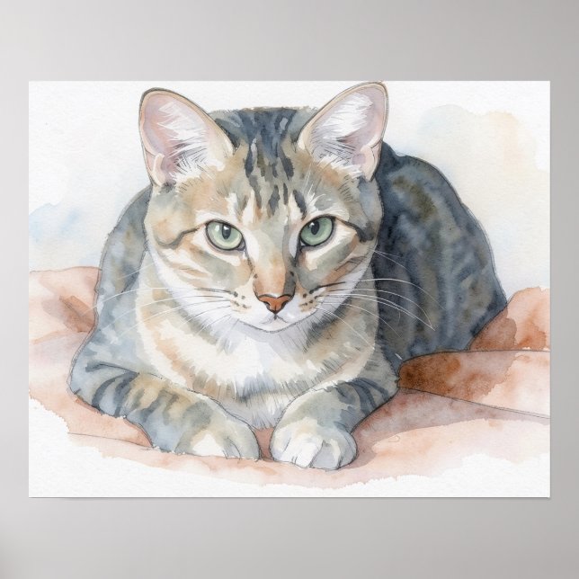 Katzenkunstposter mit getigertem Muster Poster (Vorne)