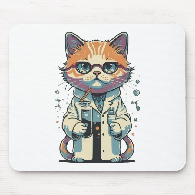 Katzenlabor Fokussiert Mousepad (Vorne)