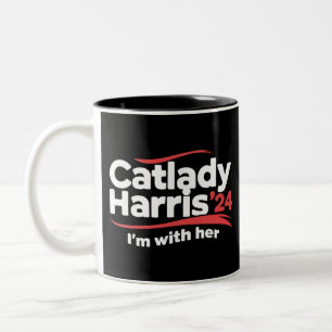 Katzenlady Kamala Harris 2024 Ich bin mit ihr Zweifarbige Tasse
