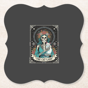 Katzenlady-Skelett-Tarot-Blumen-Gotisch Untersetzer
