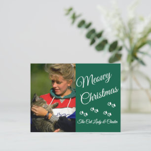 Katzenlady Weihnachten Foto Feiertag Pfotenabdrück Postkarte