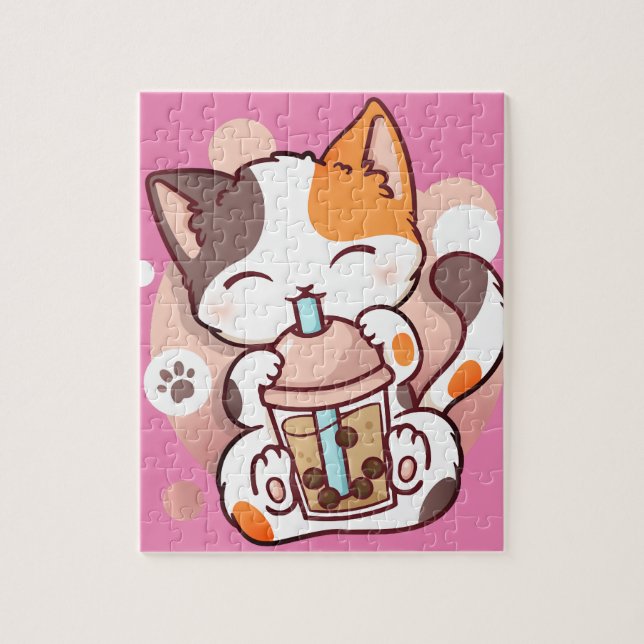 Katzenleder Teeblätter Kawaii Neko Pullover Puzzle (Vertikal)