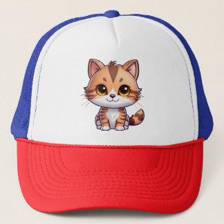 Katzenlieb süße kawaii Illustration Cartoon Kätzch Truckerkappe