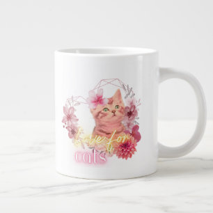 Katzenliebe-Tasse – Süße Blumen-Kätzchen-Kaffeetas Jumbo-Tasse