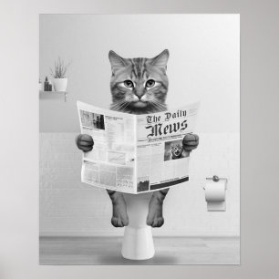 Katzenliebhaber Badezimmer Wandkunst, Schwarz-Weiß Poster