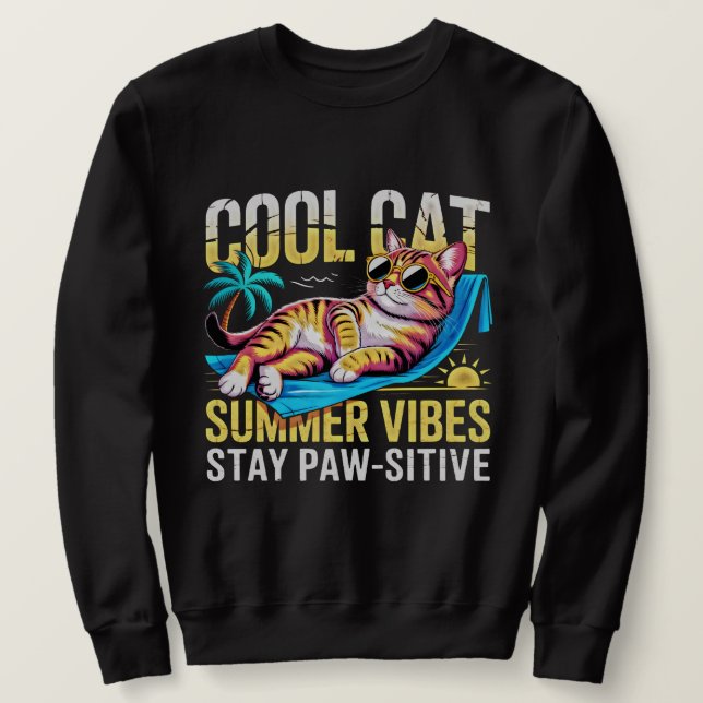 Katzenliebhaber Coole Sommer-Vibes Lustiges Gesche Sweatshirt (Design vorne)