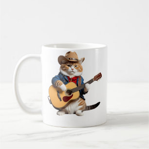 Katzenliebhaber Country-Musik Katze spielt Gitarre Kaffeetasse
