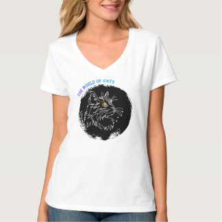 Katzenliebhaber-Design mit Ausschnitt T-Shirt