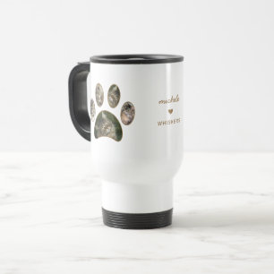Katzenliebhaber Goldener Pfotenabdruck Name Foto-C Reisebecher