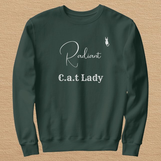 Katzenliebhaber grün und weißes Script Katzenmutte Sweatshirt (Von Creator hochgeladen)