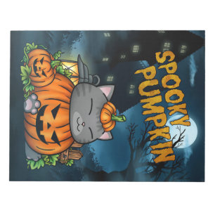 Katzenliebhaber Halloween Katzen Kürbis Notizblock