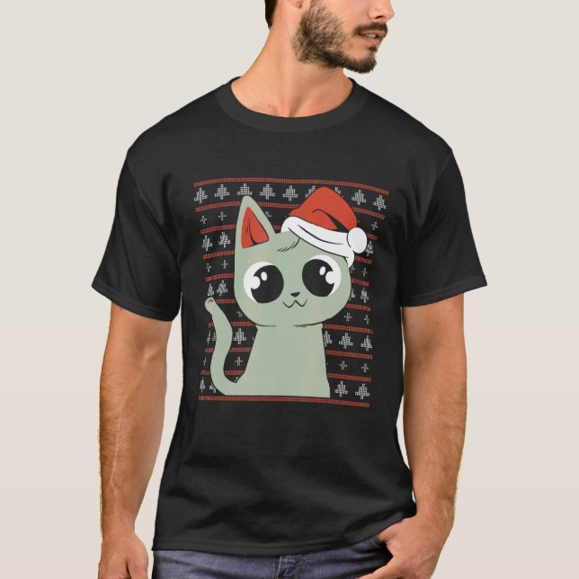 Katzenliebhaber hässlicher Pullover Katze trägt ei (Vorderseite)
