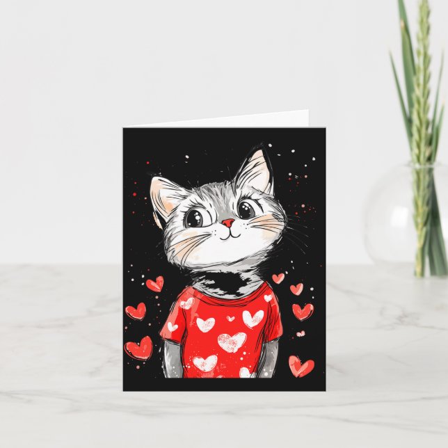 Katzenliebhaber Herz Mädchen Kätzchen Valentinstag Karte (Vorderseite)