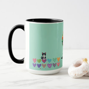 Katzenliebhaber Herzen und Blumen Tasse