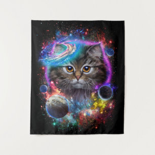 Katzenliebhaber Katze im Galaxy-Weltraumkosmos Wandteppich