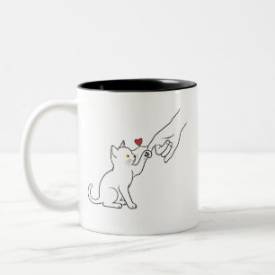 Katzenliebhaber Liebe und Verbundenheit Illustrati Zweifarbige Tasse