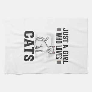 Katzenliebhaber Mädchen Vintage Gravur-Shirt-Desig Geschirrtuch