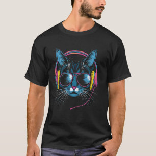 Katzenliebhaber Musik Kopfhörer DJ Coole Kitty Ges T-Shirt