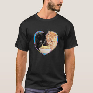 Katzenliebhaber Ramen-Nudel-Herz Schwarz & Orange T-Shirt