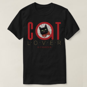 Katzenliebhaber Rot Schwarz Grün Fliege Benutzerde T-Shirt
