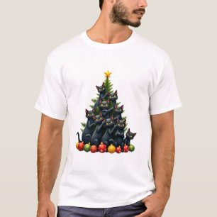 Katzenliebhaber Süße und lustige Feiertagsbaum Wei T-Shirt