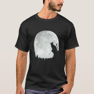Katzenliebhaber Tier Silhouette Süße Katze im Mond T-Shirt
