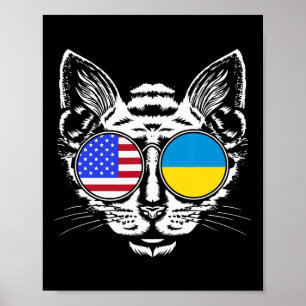 Katzenliebhaber uns ukrainische Flagge Ukraine Ame Poster