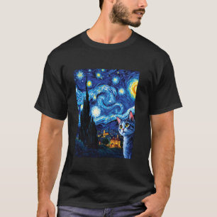 Katzenliebhaber Van Gogh Inspirierte Feline Enthus T-Shirt