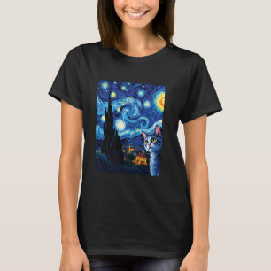 Katzenliebhaber Van Gogh Inspirierte Feline Enthus T-Shirt