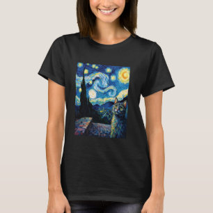 Katzenliebhaber Van Gogh Inspirierte Kunstmalerei T-Shirt