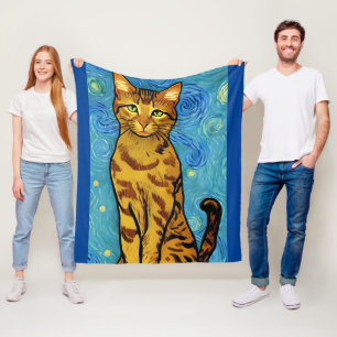 Katzenliebhaber Van Gogh Stil Sternennacht Fleecedecke