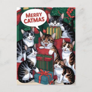 Katzenliebhaber Weihnachten Süß Vintage Postkarte