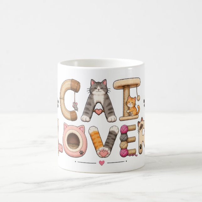 Katzenliebhaber-Wortkunst Kaffeetasse (Mittel)
